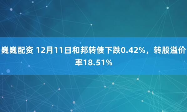 巍巍配资 12月11日和邦转债下跌0.42%，转股溢价率18.51%